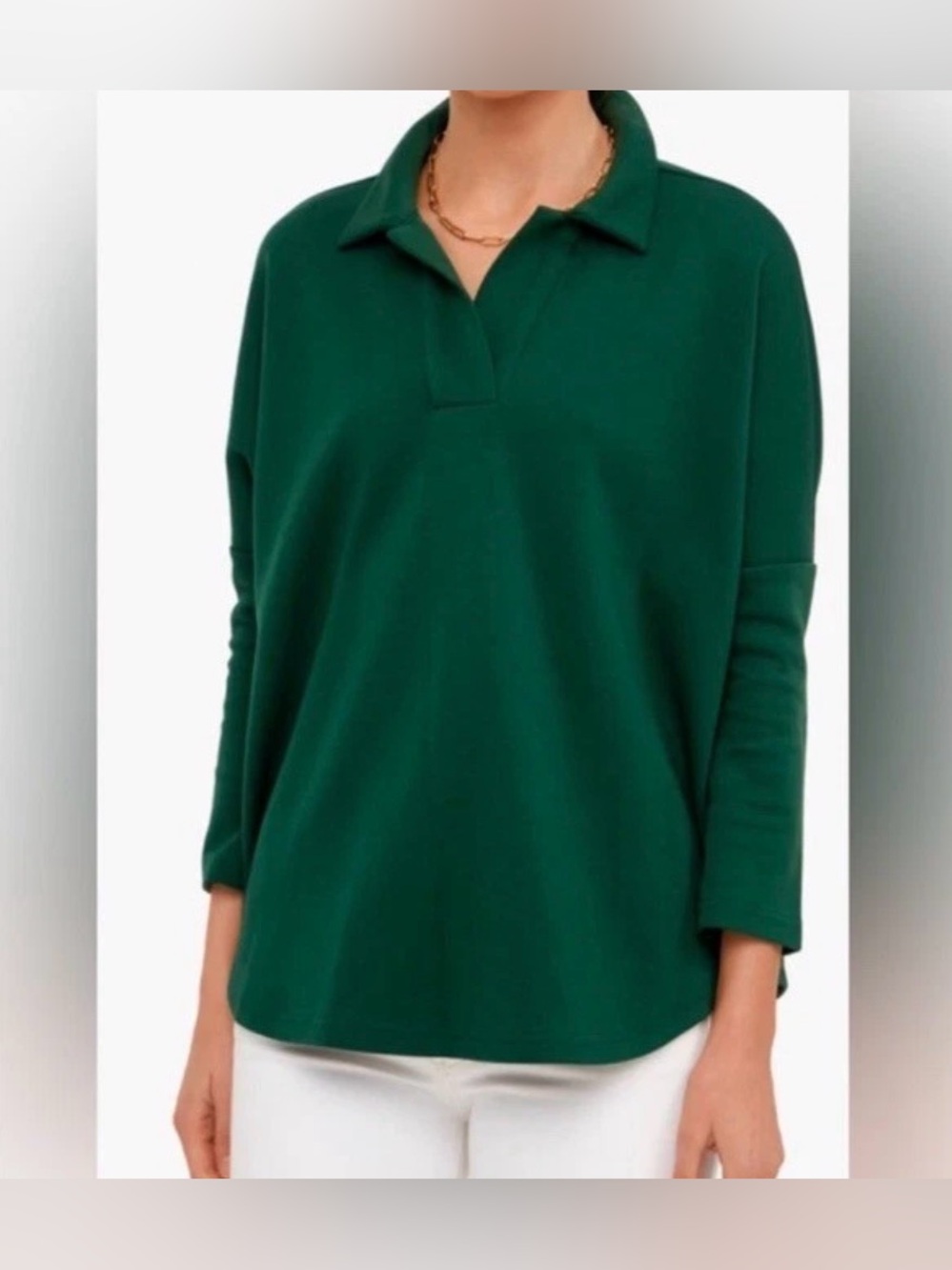 Pomander Place & Tuckernuck Easy Polo Swing Sweatshirt | Jaguar Green | XS - S